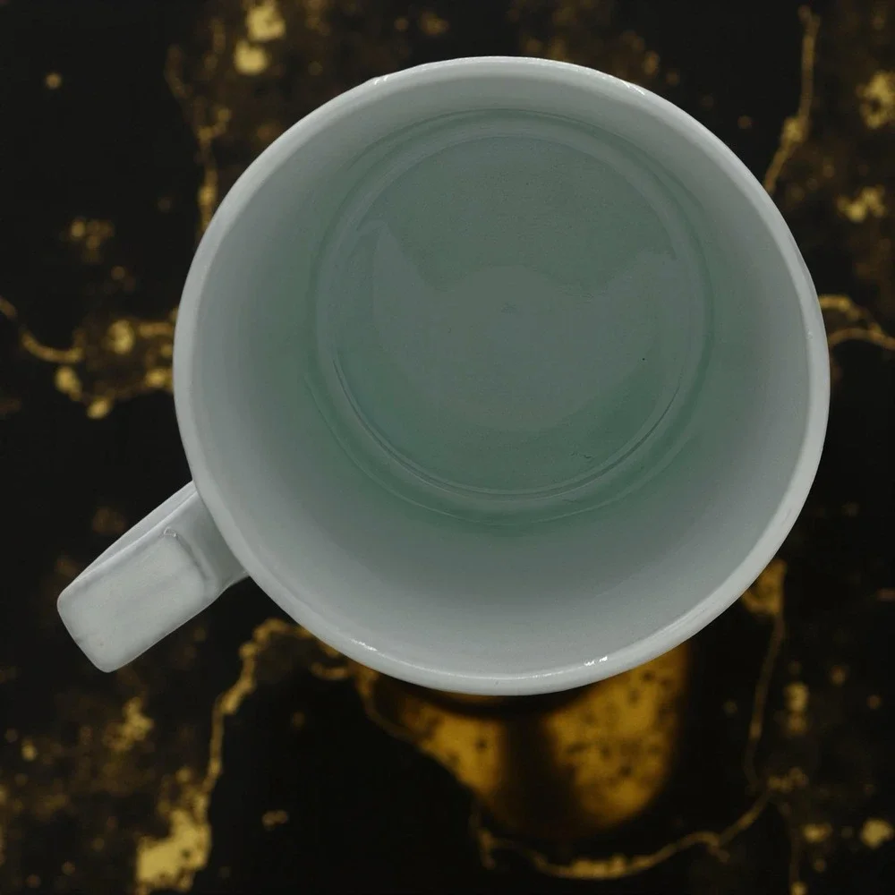 Starbucks Anniversary Mug 12oz Ceramic White Gold Siren Eye Compass 2014 Rare - Picture 6 of 7